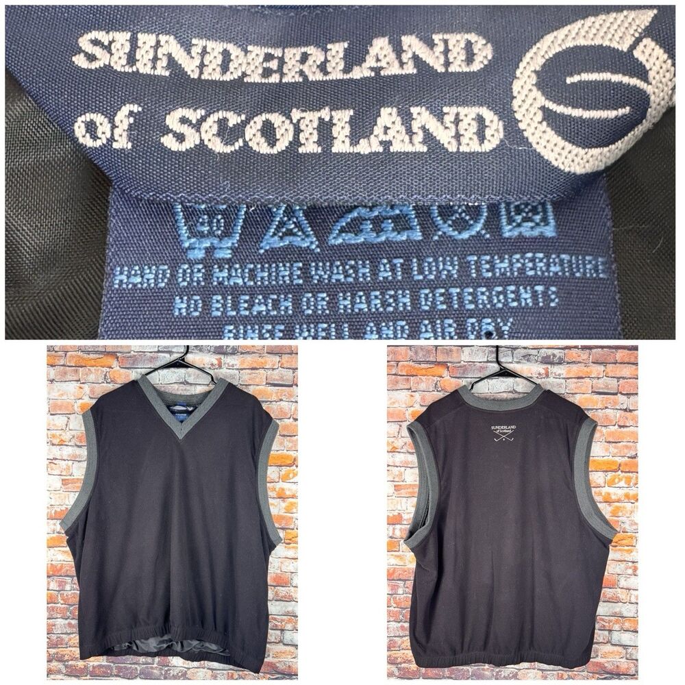 Sunderland Of Scotland Classic Pullover Golf Made in USA XXL Microfiber Black
